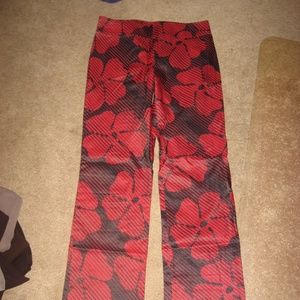 Womens Red Flower EXPRESS Stretch Pants 5 / 6